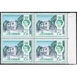 Bermuda 1962-68 6d. marginal block of four from the right of the sheet, variety watermark inverted