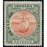 Grenada Revenues 1949 New Currency $5 dark green and red-orange,