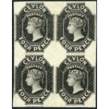 1857-59 White Paper, Watermark Star, Imperforate Plate Proofs 4d. in black on wove paper, a block o