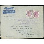 Hong Kong 1941 (8 Dec.) airmail envelope to Australia, bearing 50c. and $1 with Victoria cancellat