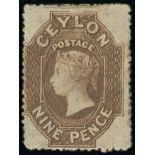 1861-64 Watermark Star Issue Rough perf 14 to 15½ 9d. olive-sepia, unused with some gum (disturbed)