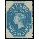 1861-64 Watermark Star Issue Rough perf 14 to 15½ 2/- dull blue, unused without gum, fine.