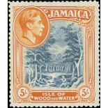 Jamaica 1941 5/- slate-blue and yellow-orange, perf. 14 (line),