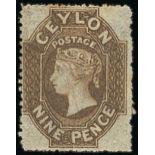 1861-64 Watermark Star Issue Rough perf 14 to 15½ 9d. olive-sepia, unused without gum, fine.