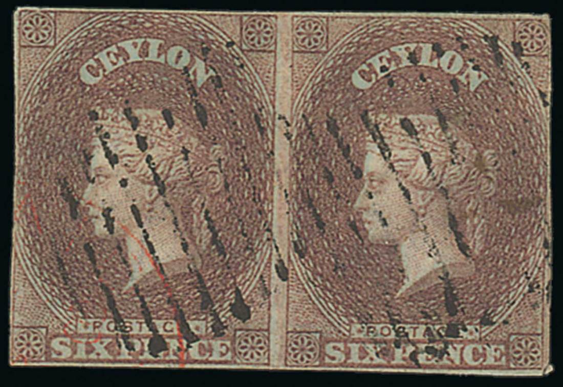 1857 (1 Apr.) Blued Paper, Watermark Star, Imperforate Issued Stamps 6d. purple-brown horizontal pa