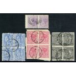 New Zealand 1882-1900 perf. 12x11½ 2d. lilac pair, vertical mesh perf. 10 2½d. blue, perf. 11 1d.