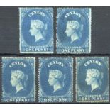 1861-64 Watermark Star Issue Clean-cut and Intermediate perf 14 to 15½ 1d. dull to deep blue interm