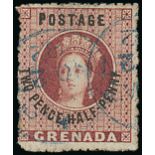 Grenada 1881 Revenue Stamps Surcharged Watermark Broad-Pointed Star 2½d. deep claret, variety no st