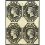1857-59 White Paper, Watermark Star, Imperforate Plate Proofs 1/9d. in black on wove paper, a block