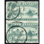 New Zealand 1898-1907 Pictorial Issue 1898 London Issue 2/- grey-green Milford Sound used vertical