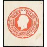 Grenada Postal Stationery Registered Envelopes 1912 die proof of the head and value vignette in red