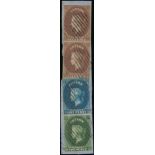 1857 (1 Apr.) Blued Paper, Watermark Star, Imperforate Issued Stamps 6d. purple-brown vertical pair