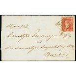 India 1855 (22 Jan.) entire from Poona to Bombay, bearing 1854 1a. red Die II with good to large m