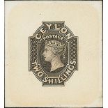 1857-59 White Paper, Watermark Star, Imperforate Die Proofs 2/- in black on India paper backed on c