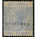 Grenada 1883 De la Rue Keyplate Issue 1882 trial stamp with "grenada" at top,