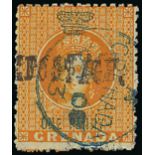 Grenada 1883 Revenue Stamp Additionally Overprinted "POSTAGE" 1d. orange with marginal watermark, v
