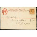 Grenada 1888-91 Provisional Surcharges 1d. on 2/-, Vertical Format 1891 (5 Jan.) 2d. registered env