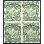 New Zealand Mount Cook Half Penny 1907-08 Reduced Format, Perf. 14x15 Block of four from plate 2