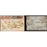 India Covers and Cancellations Redirected Mail from Switzerland 1866 (May) front and part back from