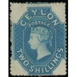 1861-64 Watermark Star Issue Rough perf 14 to 15½ 2/- dull blue, unused with part original? gum, fi