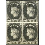 1857-59 White Paper, Watermark Star, Imperforate Plate Proofs 10d. in black on wove paper, a block