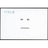 Grenada 1913-22 Watermark Multiple Crown CA 10/- die proof of name and value tablets in black on gl