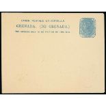 Grenada Postal Stationery Post Cards 1881 Perkins, Bacon proof of 1½d. in slate-blue, the reverse w