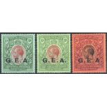 Tanganyika 1917-21 10r. red and green on green (both papers), 20r. black and purple on red,