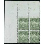 New Zealand Mount Cook Half Penny 1907-08 Reduced Format, Perf. 14x15 Block of four from the upper