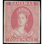 Bahamas 1863-77 Watermark Crown CC Issue Imperforate Plate Proofs 4d. dull rose, part original gum;