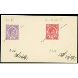 Grenada Postal Stationery Envelopes 1938 1d. in red and 1½d. in deep lilac printed se-tenant on cre