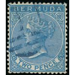 Bermuda 1865-1903 Government Issue Issued Stamps 2d. bright blue, variety watermark inverted, cance