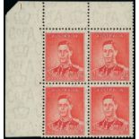Australia 1937-49 Definitive Issue, Perf. 13½x14 or 14x13½ 2d. scarlet top left, top right and lowe