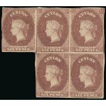 1857 (1 Apr.) Blued Paper, Watermark Star, Imperforate Plate Proofs 6d. in purple-brown on unwaterm