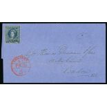 Grenada 1881 Revenue Stamps Surcharged 1881 (27 Oct.) blue entire Duncan letter to London