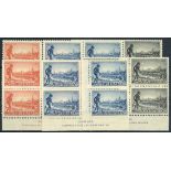 Australia 1934 Centenary of Victoria perf. 10½ set in unmounted mint blocks of four,