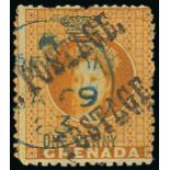 Grenada 1883 Revenue Stamp Additionally Overprinted "POSTAGE" "postage" on half of 1d. orange, unse