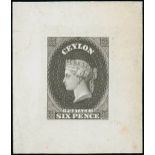 1857 (1 Apr.) Blued Paper, Watermark Star, Imperforate Die Proof 6d. in black on India paper mounte