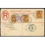 Grenada Revenues 1884 Key Plate Design 1891 (30 May) 2d. registered envelope to St. George's
