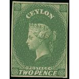 1857-59 White Paper, Watermark Star, Imperforate Issued Stamps 2d. yellowish green with mainly good
