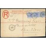 Grenada Postmarks and Cancellations Grenville (St. Andrew's) "D" 1895 (8 Aug.) De la Rue registered