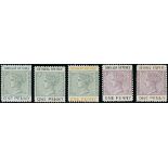 Grenada Revenues 1884 Key Plate Design 1d. perf. 14 colour trials printed in the colours