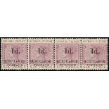 Grenada Postage Dues 1892 Surcharge 1d. and 2d. 1d. on 6d. mauve horizontal strip of four, unmounte