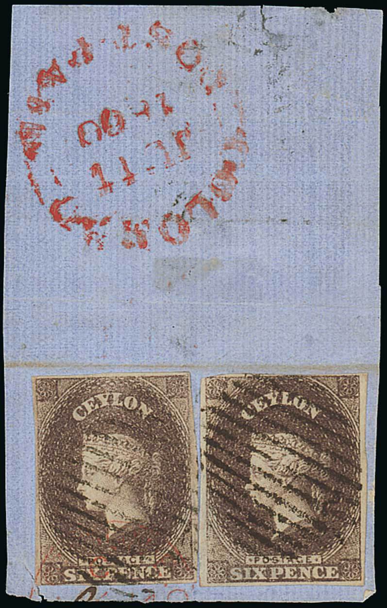 1857-59 White Paper, Watermark Star, Imperforate Issued Stamps 6d. deep brown, two examples, one ju