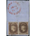 1857-59 White Paper, Watermark Star, Imperforate Issued Stamps 6d. deep brown, two examples, one ju