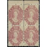 Tasmania 1871-91 perf. 11½ 6d. dull lilac block of four from the top of the sheet,