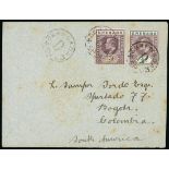 Grenada Postmarks and Cancellations Grenville (St. Andrew's) "D" 1903 (24 Sept.) envelope to Bogota