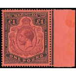 Bermuda 1918-22 £1 purple and black on red (marginal),