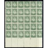 New Zealand Mount Cook Half Penny 1901 Thin, Hard "Basted Mills" Paper, Perforation 11x14 Green blo