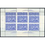 Canada 1951 Fisherman $1 ultramarine blocks of four from the four corners of the sheets;